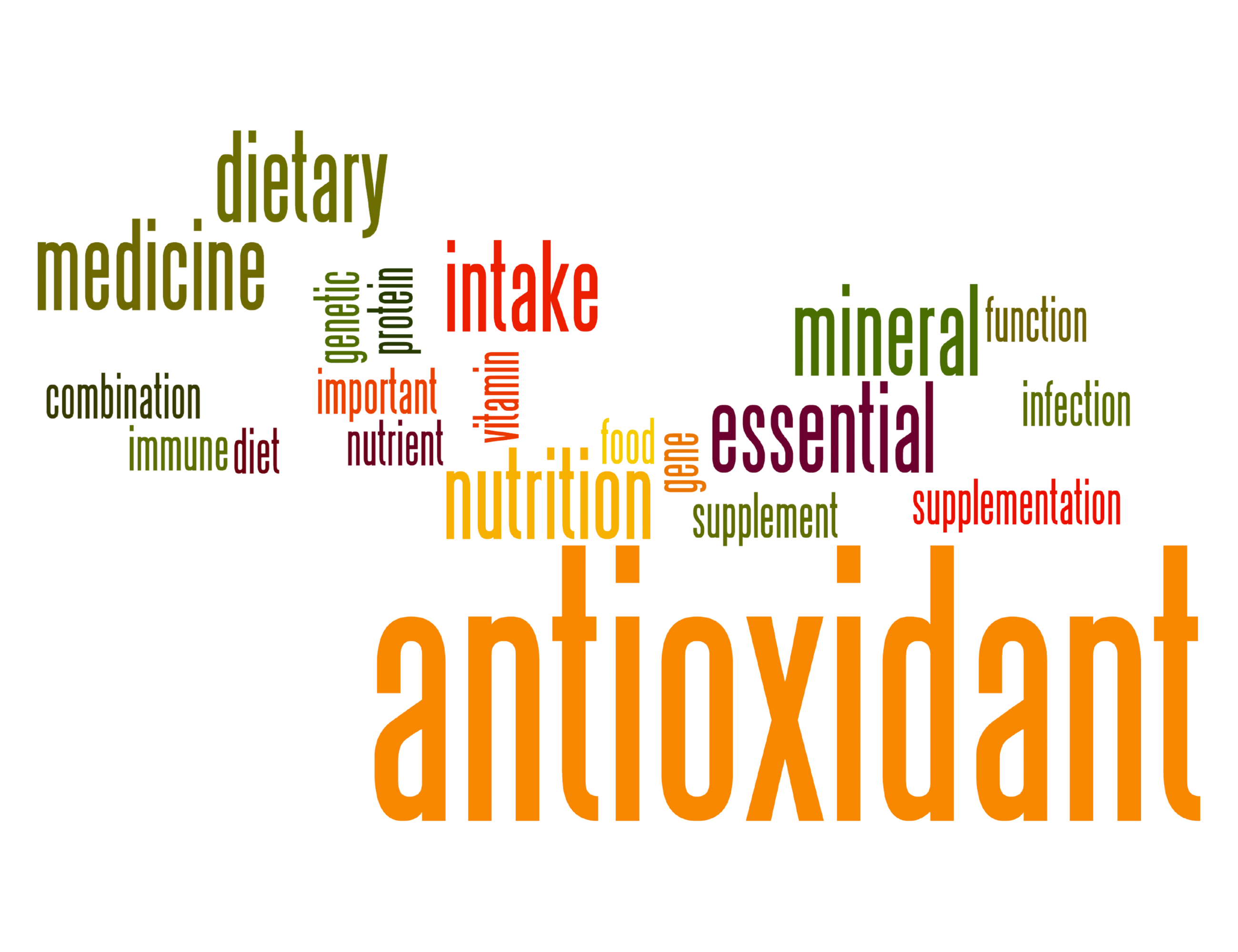 antioxidant collage of healthy words