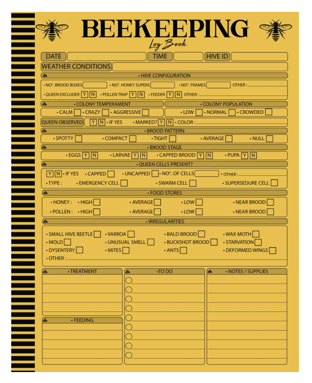 golden yellow beekeeping Log book golden yellow beekeeping Log book