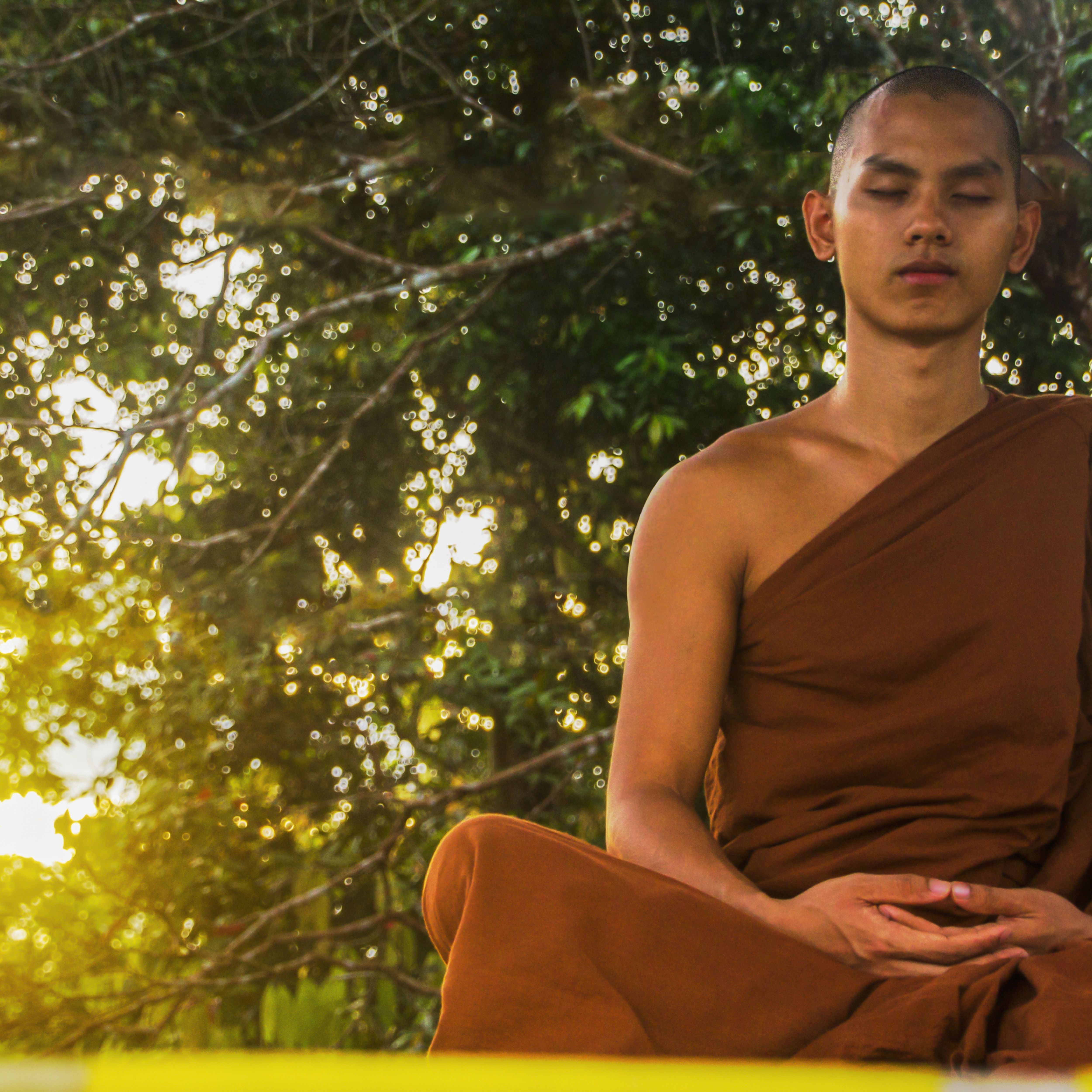 monk sitting and meditating