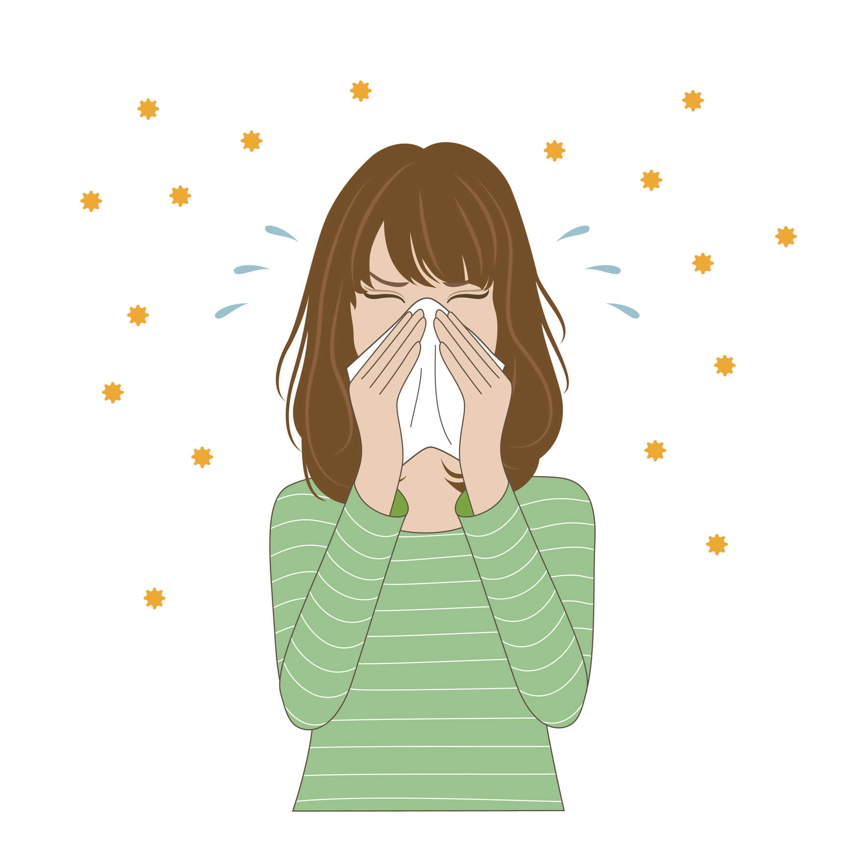 a girl sneezing from allergies