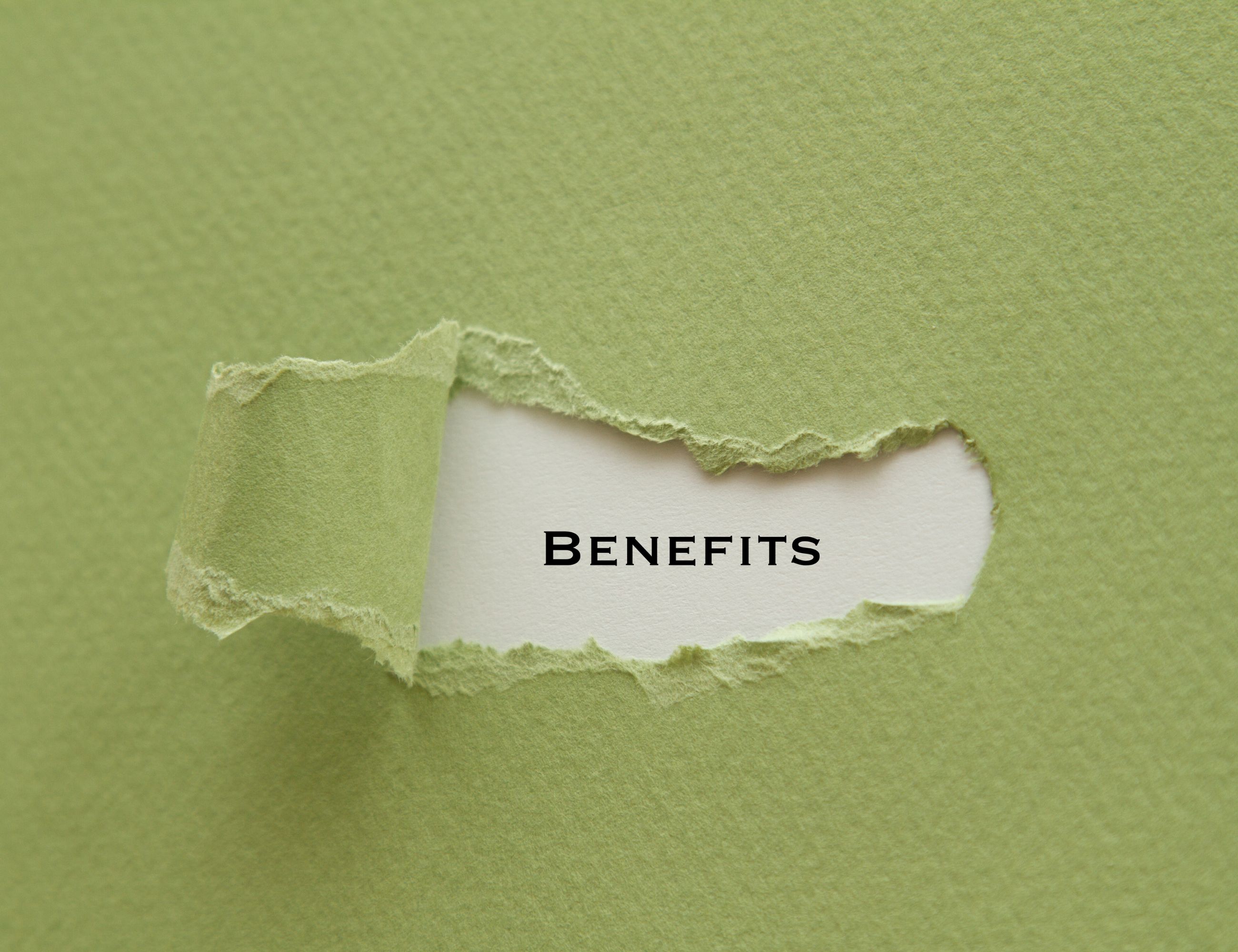 the word benefits on a green card
