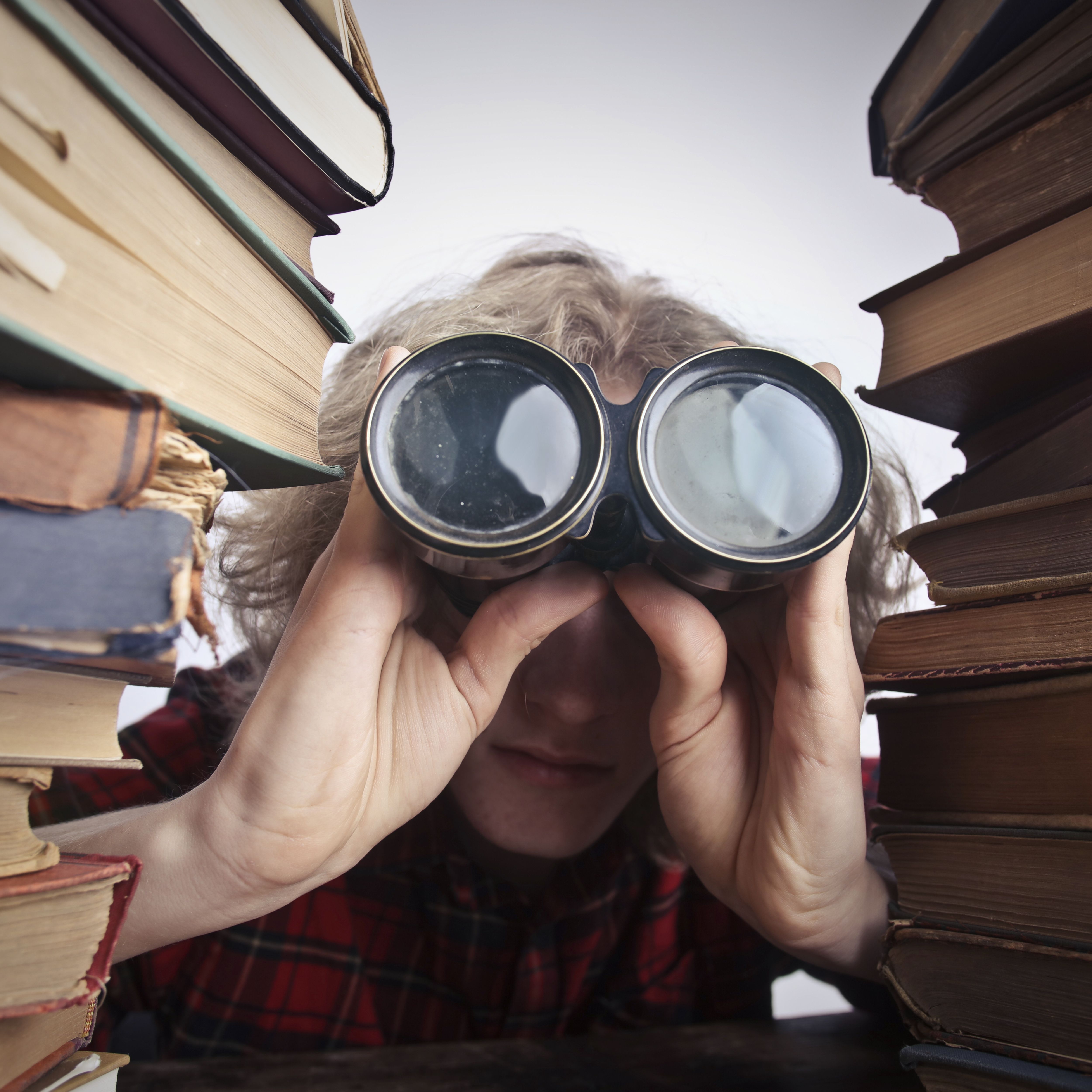 A person using binoculars